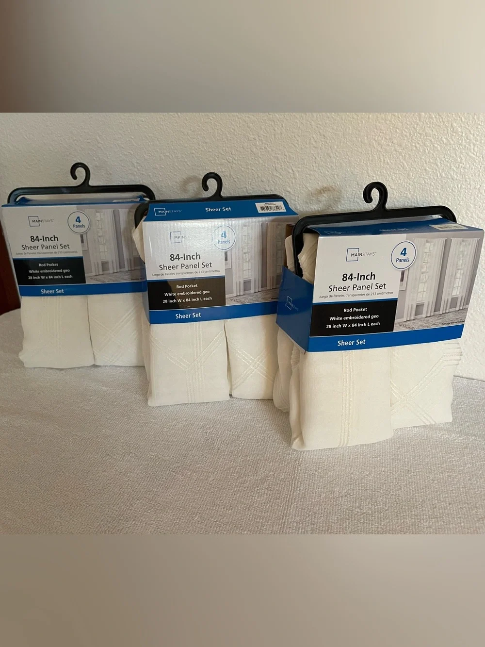 Mainstays White/Ivory Sheer Panel Set(s) - purchase includes all 3 sets!  NWT!